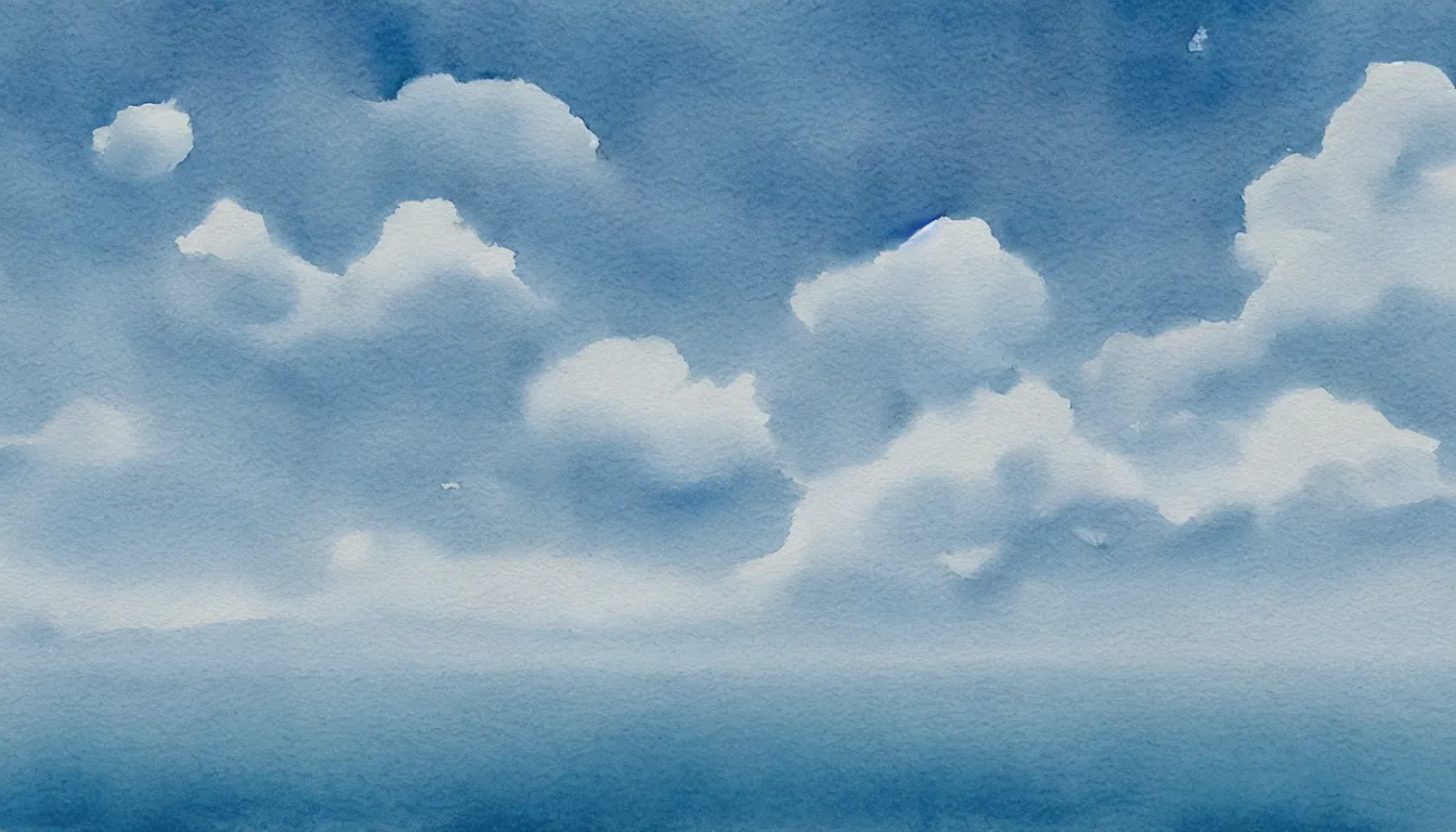 Image similar to watercolor canvas subtle clouds over ocean kilian eng, minimalist