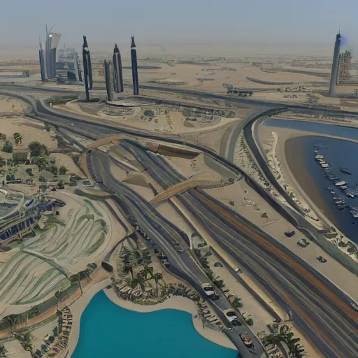 Image similar to gta : dubai, by alice russel glenny