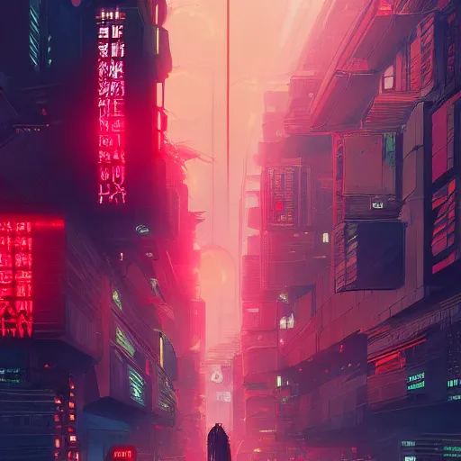 Prompt: A professional digital painting of a far-future cyberpunk city, shanghai, by Alena Aenami and blade runner and akira, trending on Artstation,