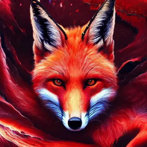 Prompt: hyper detailed ultra sharp red fox. trending on artstation, vibrant aesthetic, bloodwave, colorful, psychedelic, ornate, intricate, digital painting, concept art, smooth, sharp focus, illustration, art by artgerm and greg rutkowski and h. r. giger, 8 k