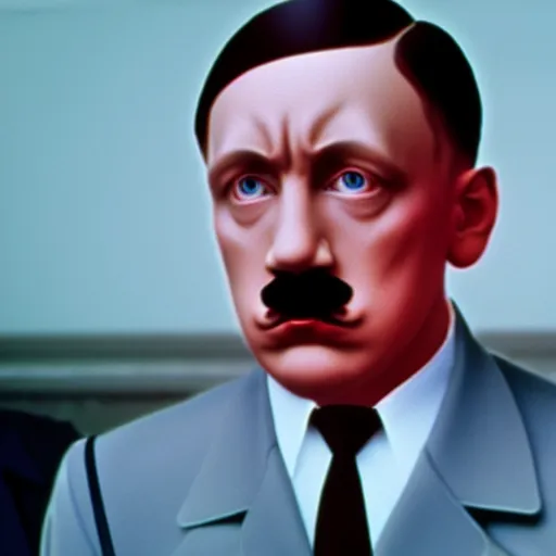 Prompt: adolf hitler, 9 0's rap video clip, hyperrealism, sharp focus, 4 k resolution, ultra detailed, style of david lynch