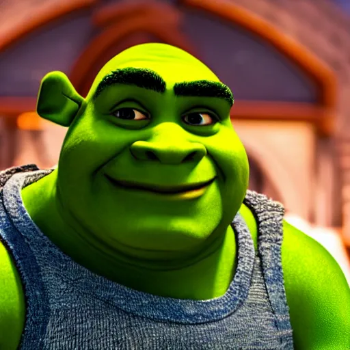 Image similar to dof photo of nerdy shrek