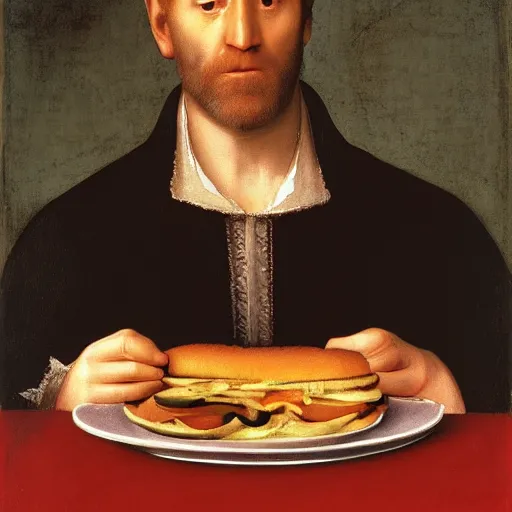 Prompt: joe biden eating a hamburger by da vinci, 4 k