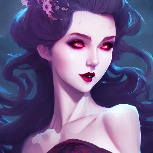 Image similar to a portrait of a alluring vampire, art by lois van baarle and loish and ross tran and rossdraws and sam yang and samdoesarts and artgerm, digital art, highly detailed, intricate, sharp focus, Trending on Artstation HQ, deviantart, unreal engine 5, 4K UHD image