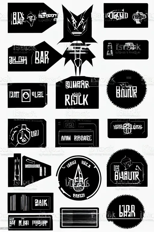 Prompt: cyberpunk bar labels, clean, vector art, texture