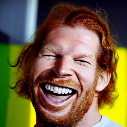 Prompt: Aphex Twin smiling, award winning photo, golden hour