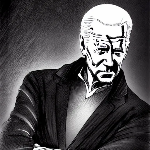 Image similar to Joe Biden looking sinister, by Tsutomu Nihei, highly detailed