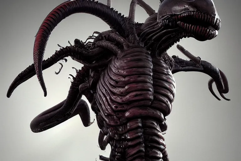 Prompt: A worm and xenomorph crossbreed, render by Antoine Verney-Carron, Ken Barthelmey, and J. Lesaffre, trending on artstation, 4k, 8k, artstation 3d render, artstation 3d, artstation graphics, artstation lighting