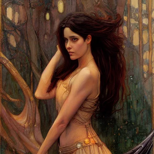 Image similar to a painting in the style of charlie bowater, and in the style of donato giancola, and in the style of john william waterhouse.