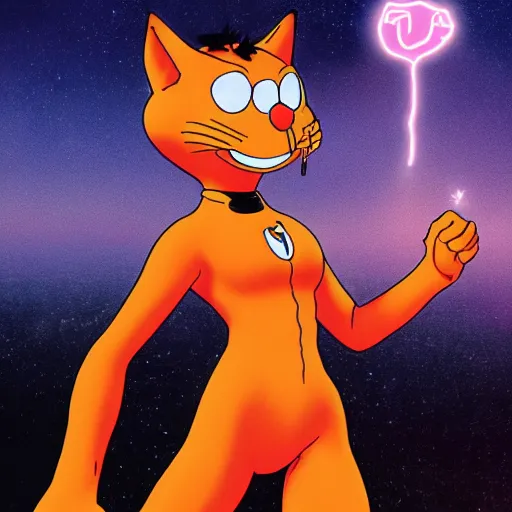 Prompt: Garfield as EVA-01, Neon Genesis Evangelion, anime