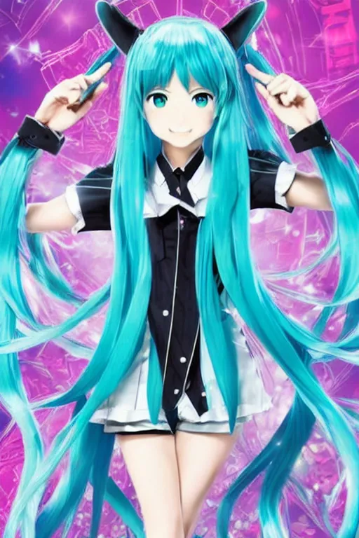 Prompt: the poster of hatsune miku