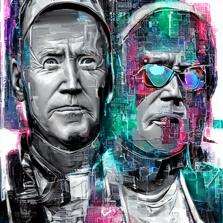 Image similar to Cyberpunk joe biden, android, detailed