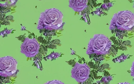 Image similar to lavender rose wallpaper. victorian era. pistachio green background