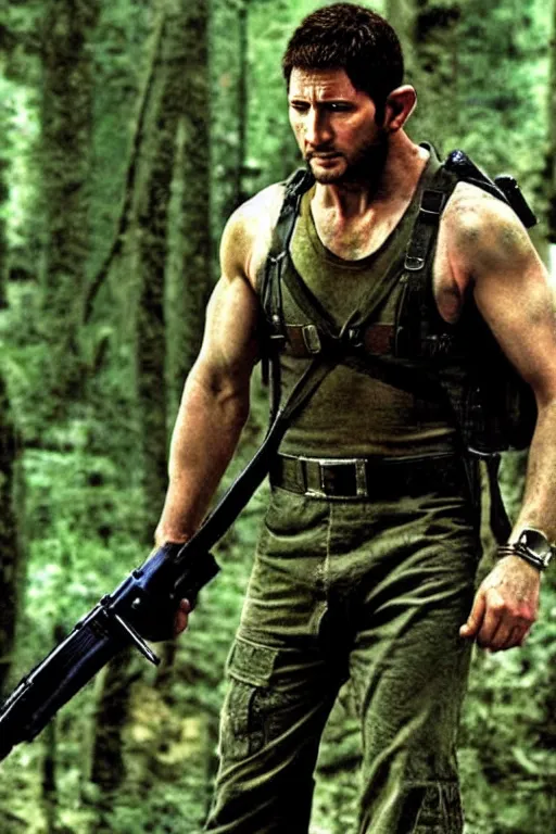 Prompt: chris redfield in rambo ( film series ), realistic photo