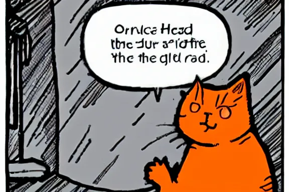 Image similar to a detailed panel of the comic heathcliff starring heathcliff the orange cat, award - winning crisp details