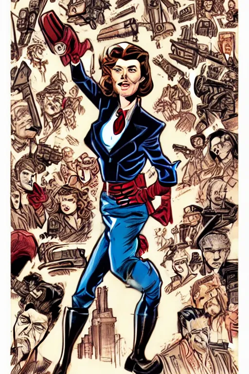 Image similar to Agent carter illustration concept art in the style of Arthur Adams