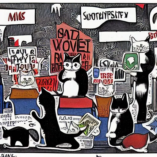 Prompt: cats leading a socialist revolution