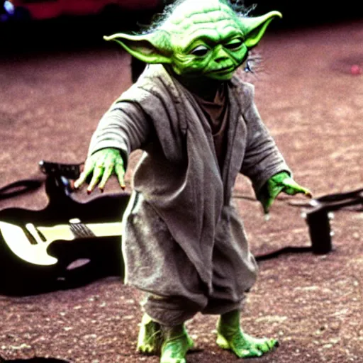 Image similar to yoda performing at woodstock