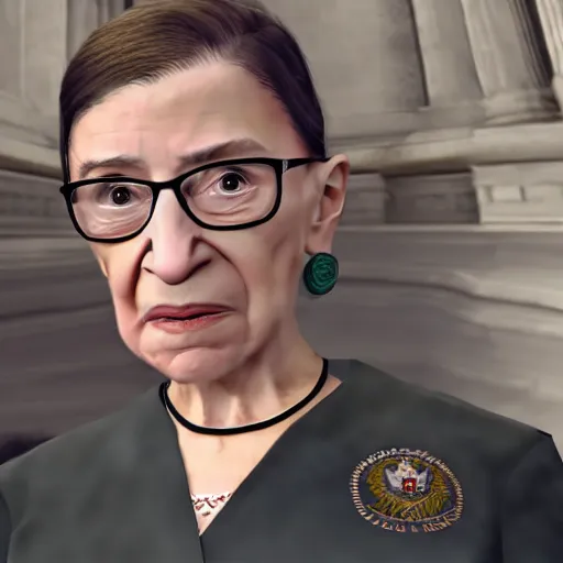 Image similar to ruth bader ginsburg half life 2, video game screenshot