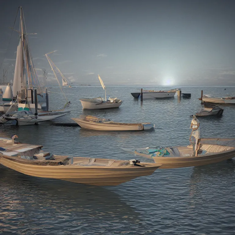 Prompt: a picture of a rising tide lifts all boats. visual art, 8 k resolution, 3 d modelling, accent lighting, art nouveau