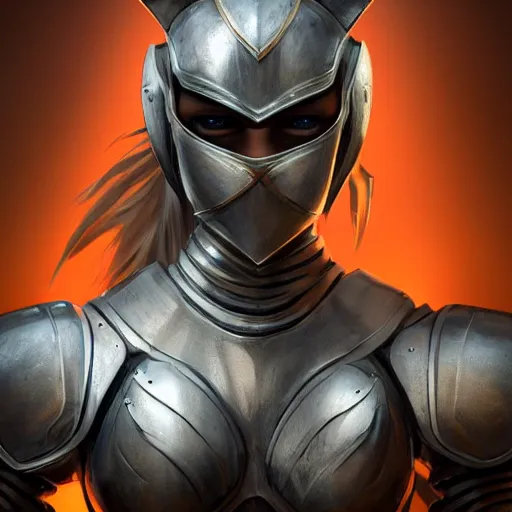 Image similar to stunning cinematic torso shot of a beautiful female knight, but as an anthropomorphic female dragon, well designed highly detailed perfect female robot dragon head with slick LED eyes, well armored, sharp claws, HD octane render, fantasy, furry art, Artstation, Deviantart, Furaffinity