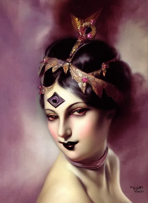 Image similar to gothic princess closeup face portrait. by william - adolphe bouguerea, by rolf armstrong, highly detailded