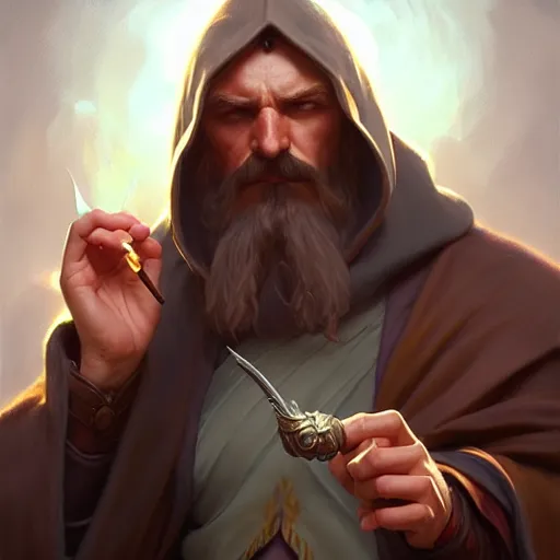 Image similar to male, wizard, smoking pipe, glacier landscape, D&D, fantasy, intricate, elegant, highly detailed, digital painting, artstation, octane render, concept art, matte, sharp focus, illustration, hearthstone, art by Artgerm and Greg Rutkowski and Alphonse Mucha