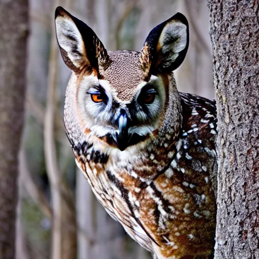 Image similar to photo of a hybrid between a deer and an owl