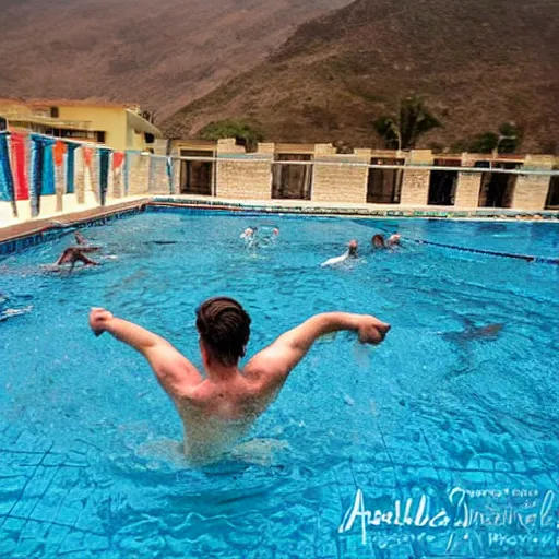 Image similar to achilles in a swimming pool in peru, photo