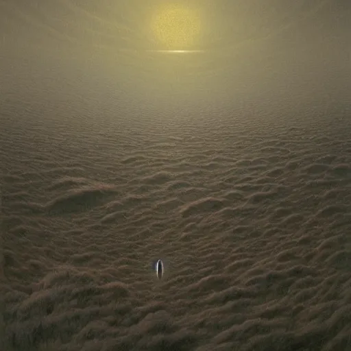 Prompt: no man's sky recreated by zdzisław beksiński