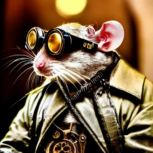 Image similar to a rat with steampunk googles, by 500px