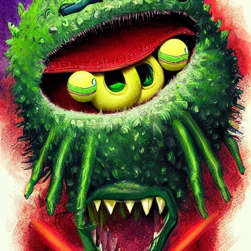 Image similar to a tennis ball monster, digital art, fantasy, magic, trending on artstation, ultra detailed, professional illustration by Basil Gogos