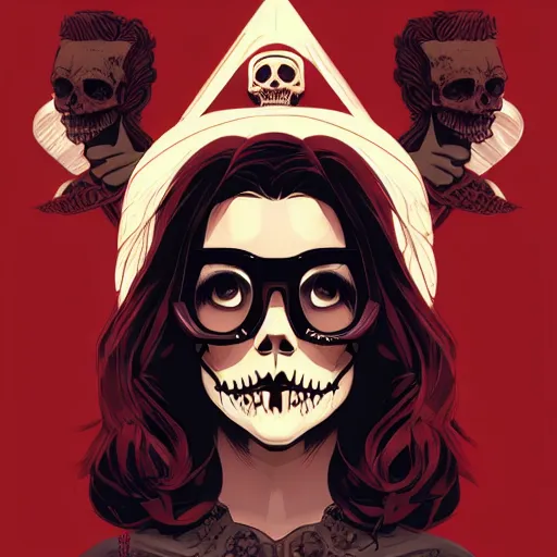 Image similar to portrait skull girl by petros afshar, tom whalen, laurie greasley, jc leyendecker and greg rutkowski