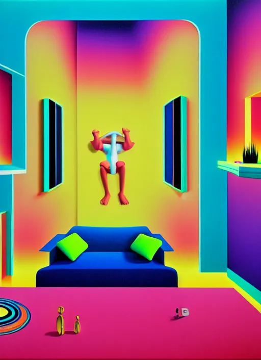 Image similar to living room by shusei nagaoka, kaws, david rudnick, airbrush on canvas, pastell colours, cell shaded, 8 k