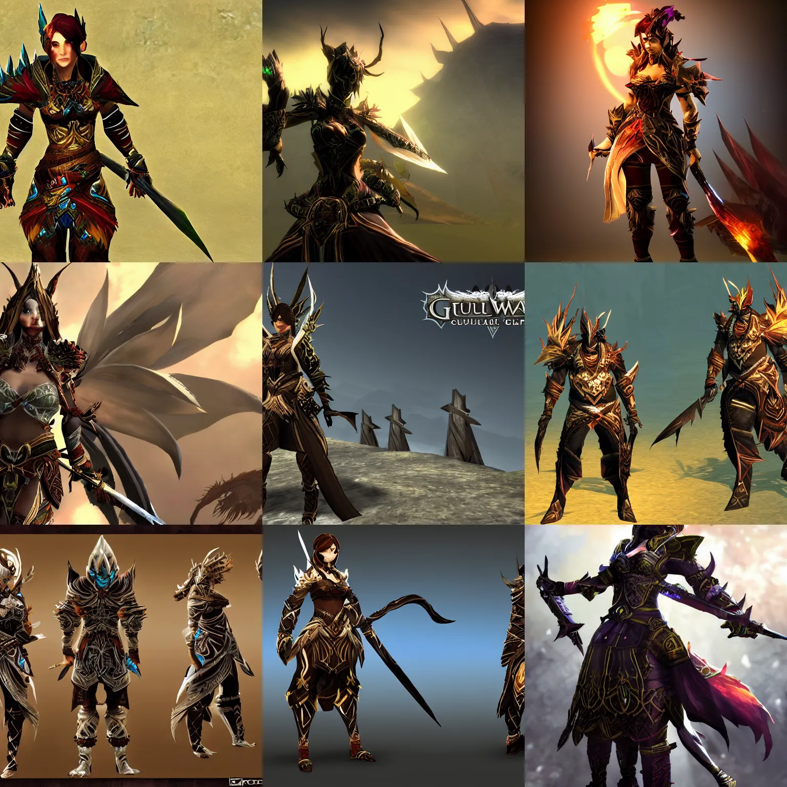 Prompt: guild wars 2 character in epic level gear, high definition, sharp focus, dynamic lighting