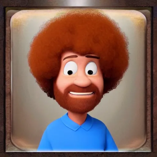 Prompt: bob ross as a pixar character