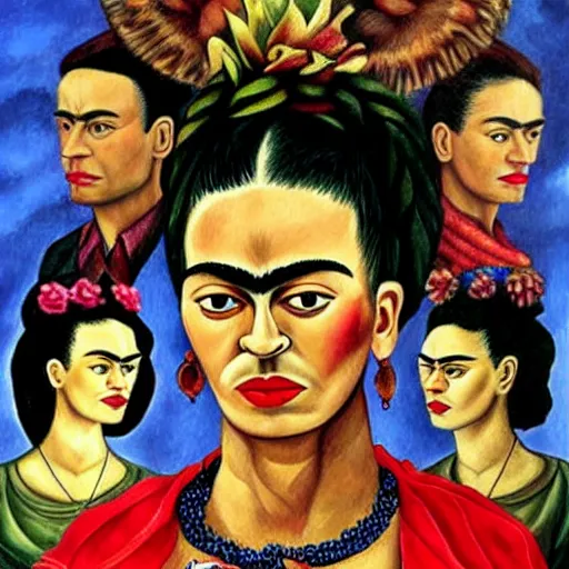 Prompt: beautiful frida kahlo painting of x - files