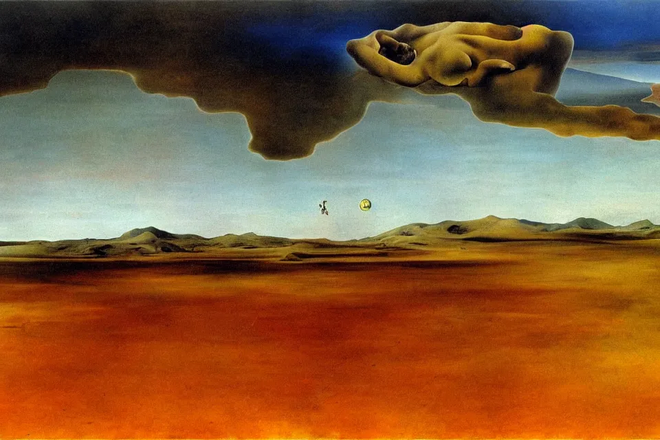 Prompt: Burning land abandoned by God,Salvador Dali.