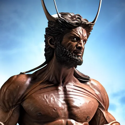 Prompt: Wolverine as a Greek statue 4k detail