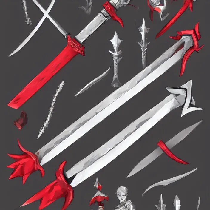 Image similar to oh sword of starlight. the red ones, black ones, and white ones must be destroyed! keep this a secret. excalibur!, trending on artstation