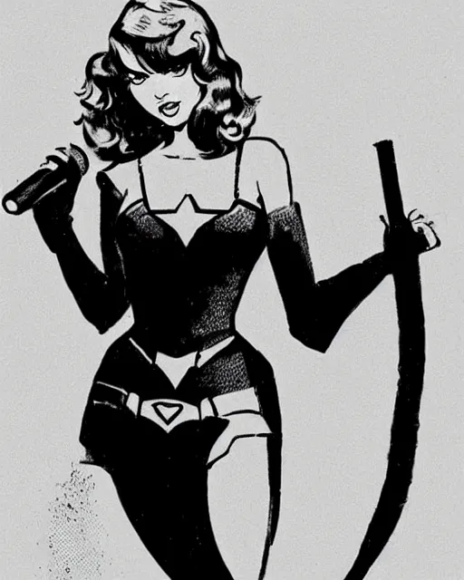 Prompt: taylor swift as a super hero similar to seraphine from league of legends with a microphone in her hand as her weapon drawn in a 1 9 5 0 s cartoon on a saturday morning style, hugh quality, very well proportioned silhouette