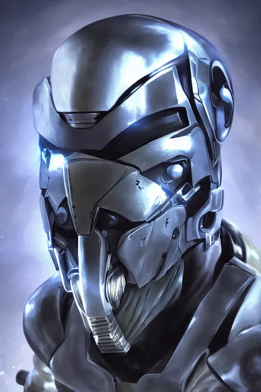 Image similar to cyber cyborg ninja mask helmet metal gear solid artic suit swat commando, global illumination ray tracing hdr fanart arstation by sung choi and eric pfeiffer and gabriel garza and casper konefal, a spectacular view cinematic rays of sunlight comic book illustration, by john kirby