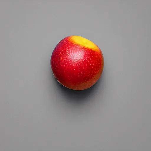 Image similar to centered hyper-realistic single piece of fruit, gray background