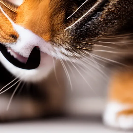 Prompt: photograph of a cat biting someone’s foot, portrait, close up, shallow depth of field, 40mm lens