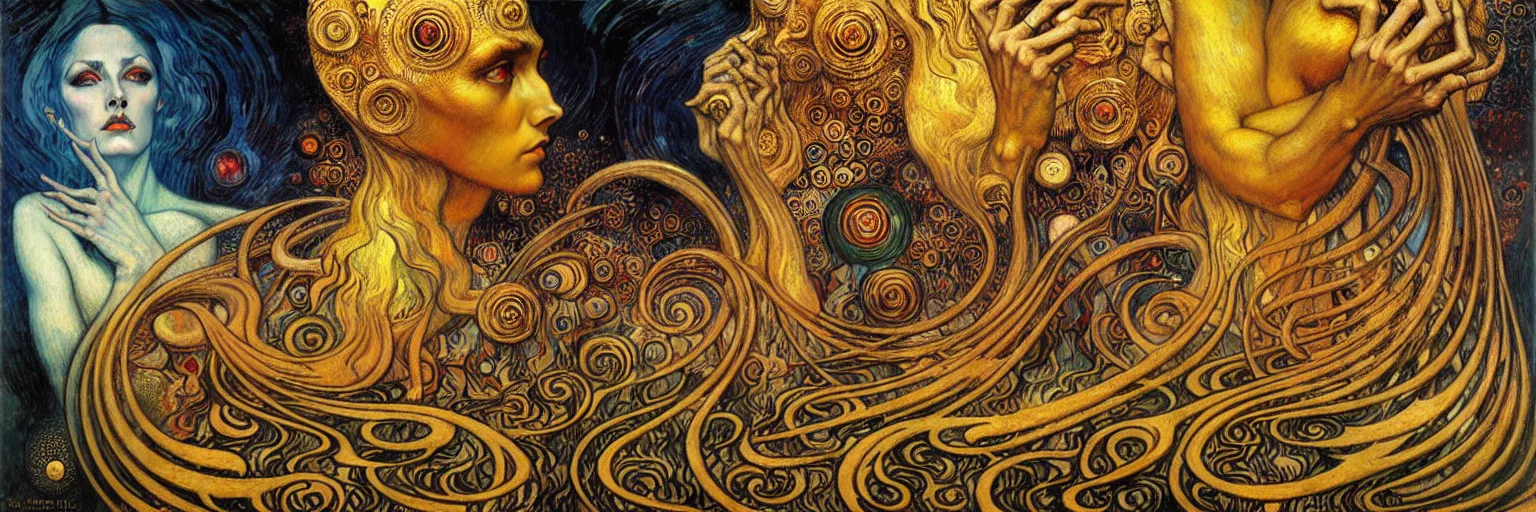 Image similar to Divine Chaos Engine by Karol Bak, Jean Delville, William Blake, Gustav Klimt, and Vincent Van Gogh, symbolist, visionary