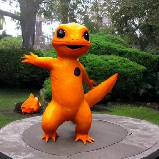 Image similar to A sculpture a charmander made pure recycled materials