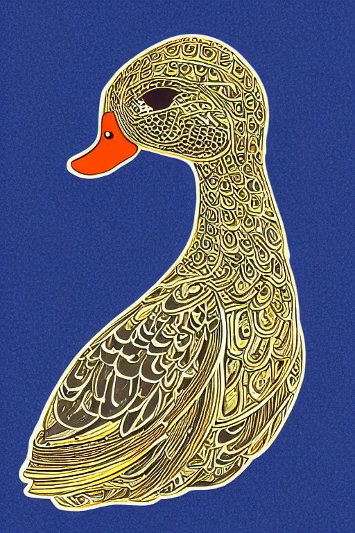 Image similar to a sticker illustration of a duck goddess, highly detailed, elegant, intricate