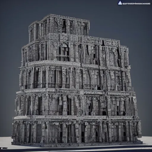 Image similar to layered geometric building, intricate structure, elegant, by and Siudmak and Giger , cinematic lighting, 20 megapixels , Rendered in Cinema4D , very realistic