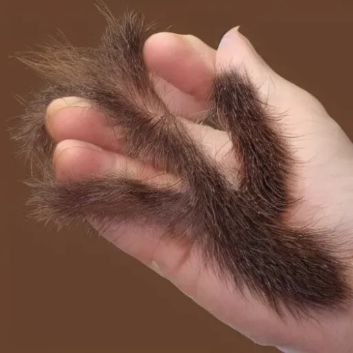 Prompt: a hairy hand full of thumbs