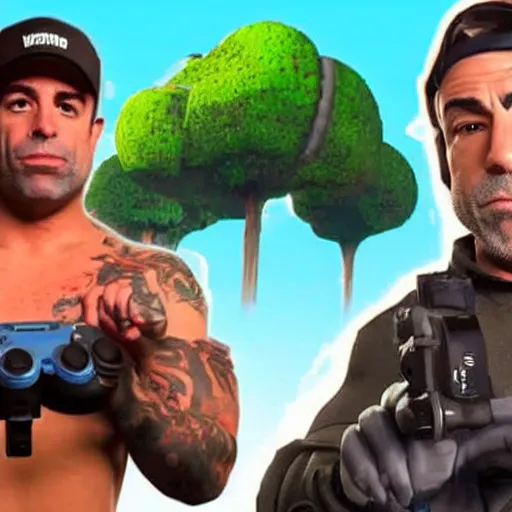 Image similar to joe rogan podcast in fortnite, videogame